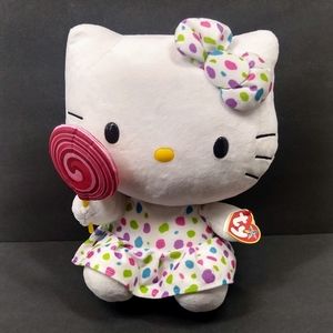 Sanrio TY 2013 Lollipop Confetti Dress Bow Hello Kitty 12"t Toy Plush Doll NWT